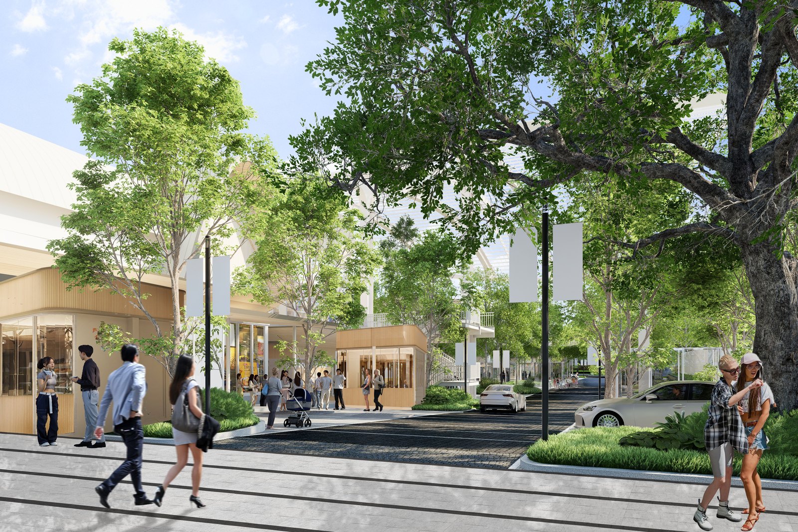 Rendering of the walking street running through the site